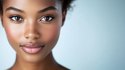 Naklejka premium Natural Beauty Portrait of a Young Woman with Radiant Skin and Smile