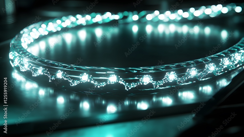 Poster Illuminated Circular Light Loop on Dark Surface With Soft Glow