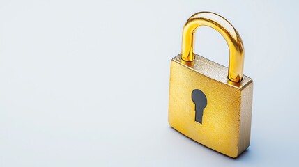 Fototapeta premium Shiny Golden Padlock With Keyhole Isolated On A Clean Light Background