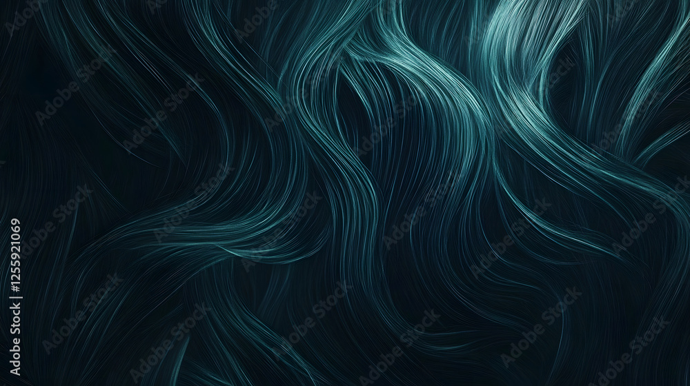 Poster mesmerizing waves of flowing teal and green hues captivating abstract digital art design with fluid 