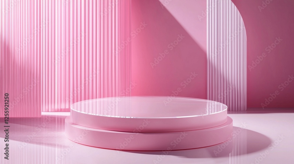 Poster an elegant modern platform in soft pink hues sets the stage for artistic expression and design showc