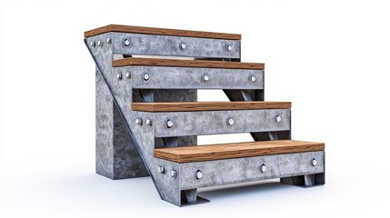 Obraz premium Sturdy Modern Staircase Composed of Concrete Steps with Wooden Finish and Industrial Design