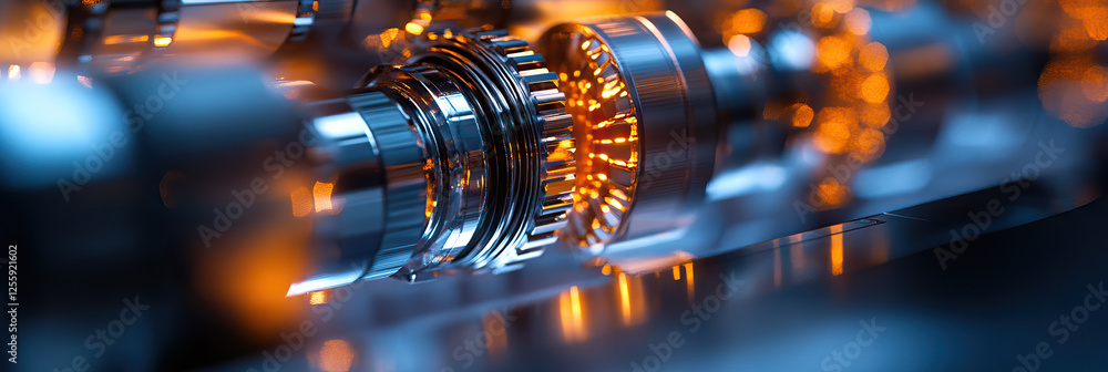 Poster close-up of interlocking metallic gears and components