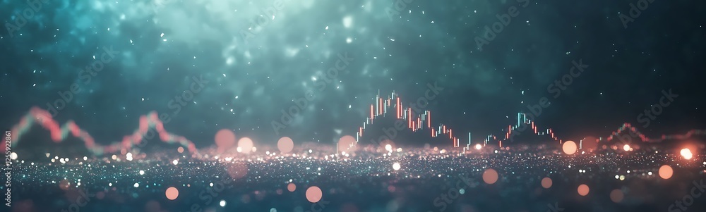 Poster a vibrant digital landscape showcasing sound waves and luminous particles, evoking a futuristic atmo