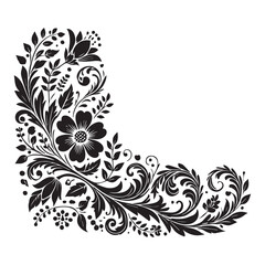 a beautiful floral love border in a silhouette vector style white background.