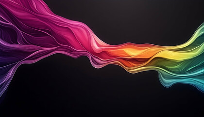 Colorful waves flow on a black background. Abstract illustration for websites, posters, and graphic design projects needing movement & color