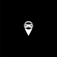 Car, pin pointer icon isolated on dark background