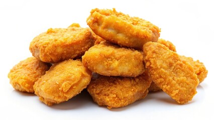 Fried Chicken Nuggets on White Background