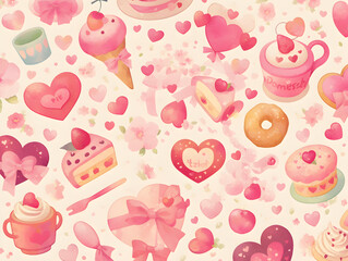 Seamless Valentine’s Day Pattern – Cute Hearts, Gifts, and Sweets