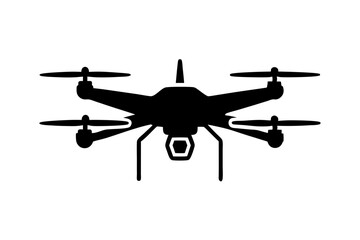 Silhouette of a Drone with Camera, drone icon logo vector illustration 
