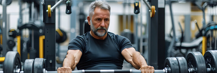 Dedicated Middle-aged Man Performing Quadriceps Strengthening Exercise in Gym