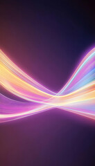 Light painting art glowing streaks of pink, yellow, and blue crossing in abstract design with dark background. Use for tech or science ad
