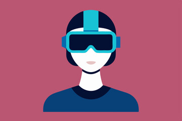 A person Virtual Reality Enthusiast Wearing VR Headset  vector illustration , flat vector of virtual reality illustration 