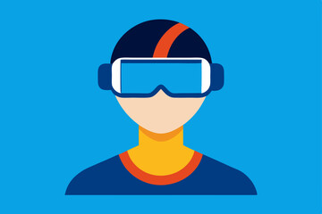 A person Virtual Reality Enthusiast Wearing VR Headset  vector illustration , flat vector of virtual reality illustration 