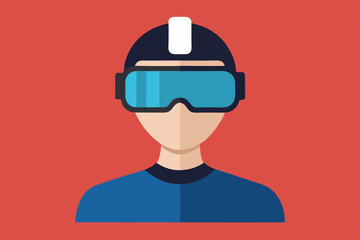 A person Virtual Reality Enthusiast Wearing VR Headset  vector illustration , flat vector of virtual reality illustration 
