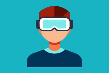A person Virtual Reality Enthusiast Wearing VR Headset  vector illustration , flat vector of virtual reality illustration 