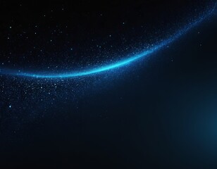 Abstract cosmic background with a glowing blue wave of particles on a dark backdrop.