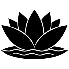Silhouette of Lotus Flower vector illustration, lotus logo design for any business 