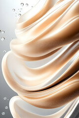 Swirl cream abstract background with water drops. Ideal for cosmetic ads, or showcasing luxury texture