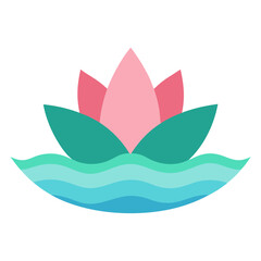 Naklejka premium lotus flower vector illustration, lotus flat vector illustration 