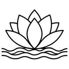 Lotus Flower vector line drawing illustration, lotus line art minimalist logo for business 