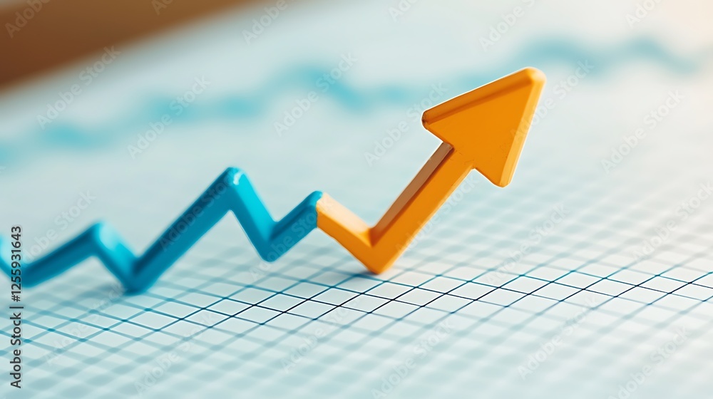 Poster a colorful upward arrow on a chart symbolizes growth and progress in data trends, showcasing positiv