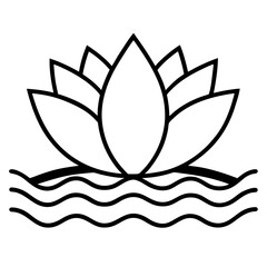 Lotus Flower vector line drawing illustration, lotus line art minimalist logo for business 