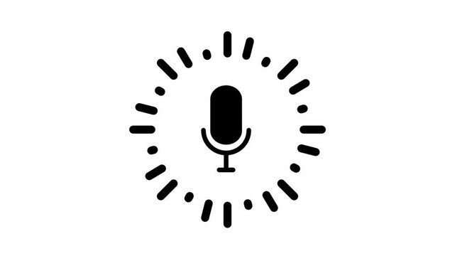 Graphic circular loop of rhythmic black audio frequency sound wave on white background