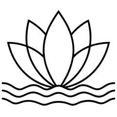 Lotus Flower vector line drawing illustration, lotus line art minimalist logo for business 