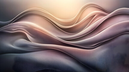 Obraz premium Wavy fabric background, abstract design for presentations or creative work, light source from above, creates a serene, flowing atmosphere