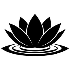 Silhouette of Stylized Lotus Flower with Waves Symbolizing Serenity, lotus flower logo icon illustration 