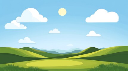Fototapeta premium Serene Rolling Hills Under a Sunny Sky
