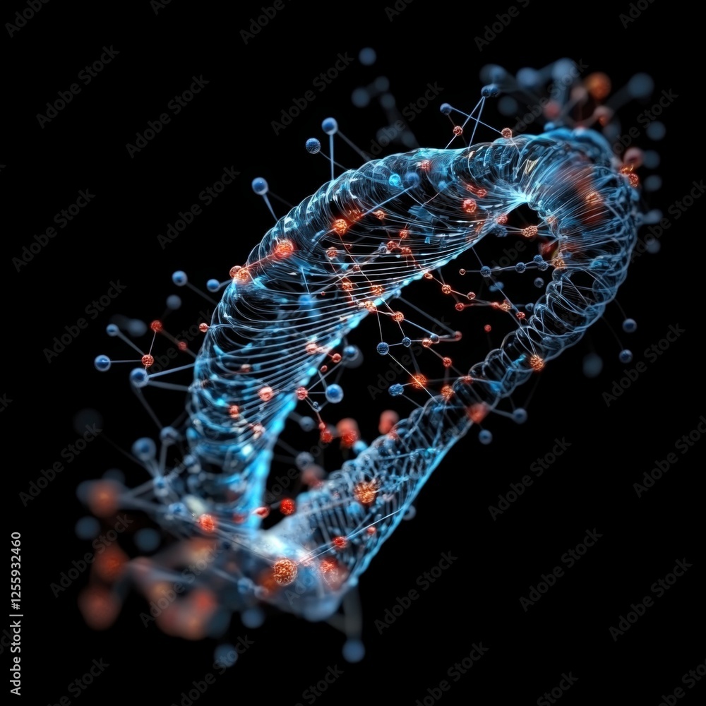 Poster dynamic molecular structure visualization digital realm 3d illustration abstract environment close-u