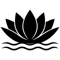 Obraz premium lotus flower vector silhouette illustration, lotus logo vector illustration 