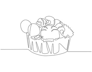 Continuous one line drawing of fresh vegetables in basket. One line drawing illustration of different vegetable in basket. Daily food concept single line. Editable outline