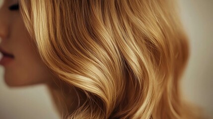 Naklejka premium Close-Up of Smooth Golden Hair Flowing in Natural Light