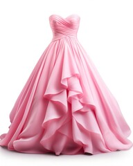 Obraz premium Chic Pink Strapless Dress - Fashionable and Elegant Gown Isolated on White Background, Perfect Garment for Any Occasion