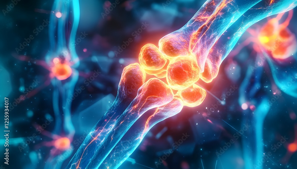 Poster vibrant cellular connection in abstract biological environment
