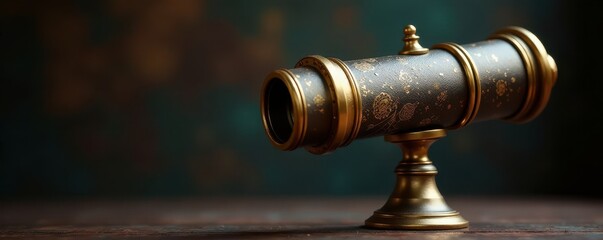 Ornate bronze telescope with gold accents, stylish design, sharp, telescope, night sky