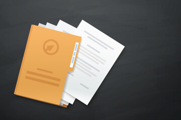a lying folder with documnets on dark