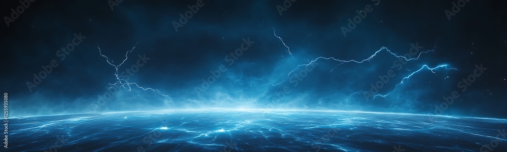 Leinwandbilder a mesmerizing blue light display over a dark horizon, suggesting a cosmic or underwater phenomenon w