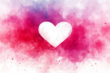 Fototapeta premium simple and elegant heart design on colorful watercolor background, perfect for Valentine Day or romantic occasions. vibrant hues create warm and loving atmosphere