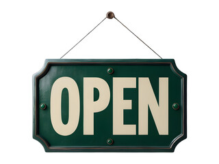 Green 'OPEN' Sign With Dark Trim 