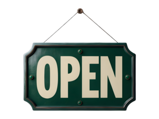 Green 'OPEN' Sign With Dark Trim 