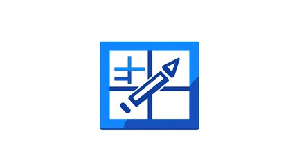 Blue graphic of a pencil and grid for design tools