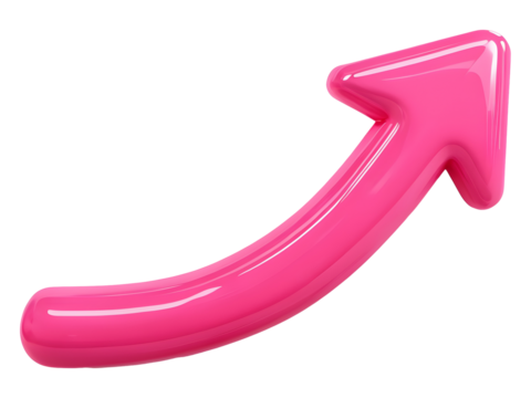 Pink Arrow Pointing Upwards isolated on a transparent background

