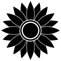 Bold Black Sunflower Silhouette vector illustration, sunflower icon  logo design 
