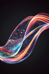 Abstract, flowing, colorful ribbon on dark background for banners, presentations and wallpapers to create a futuristic tech impression