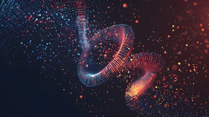 Abstract Digital Data Vortex Illuminated In Vivid Colors