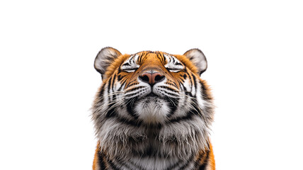 Obraz premium tiger closed eyes in bliss on white background
